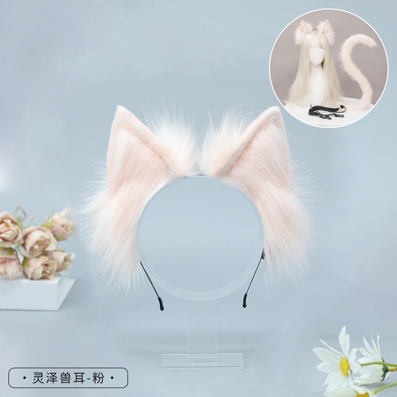 Un accessoire d'oreille d'animal simulé, une robe de fête mignonne de bande dessinée, un couvre-chef fait main, un serre-tête en peluche oreilles de chat pour femme.