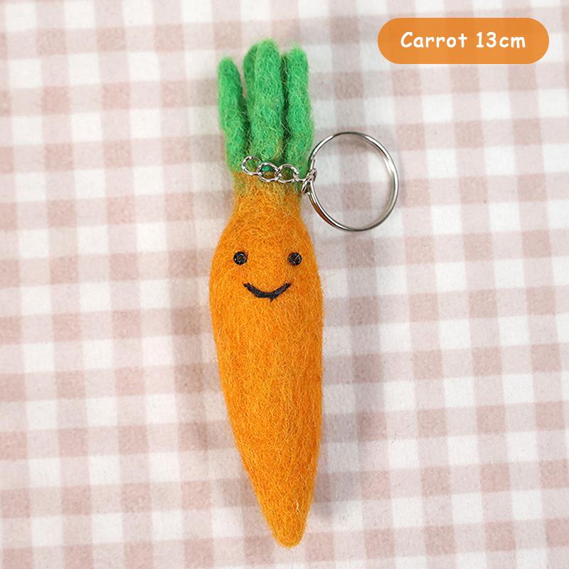 Niedlicher Cartoon Gemüse Plüsch Schlüsselanhänger Kreative Wollfilz Strick Schlüsselanhänger Stofftier Spielzeug Anhänger für Kindergeschenke