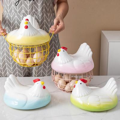 Egg Basket European Style Rust-proof Hen Shape Rustic Wire Egg Collecting Basket Kitchen Supplies