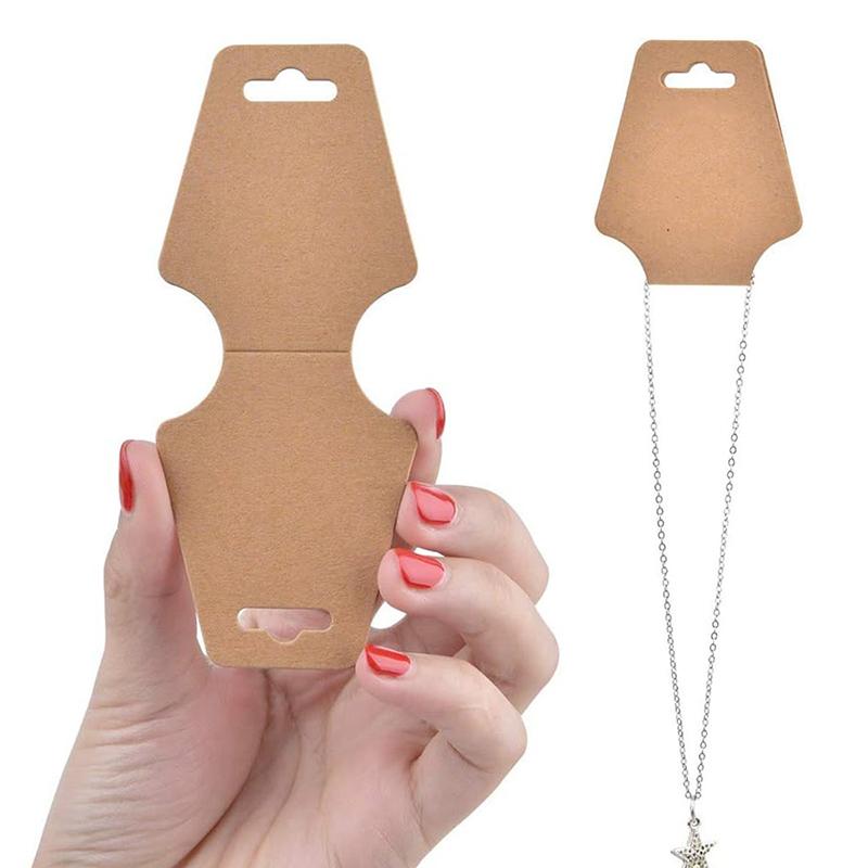 100 pièces/lot Cartes d'affichage pliables Papier Kraft Étiquettes d'emballage Carton pour Bracelets Colliers Bijoux DIY TMZ