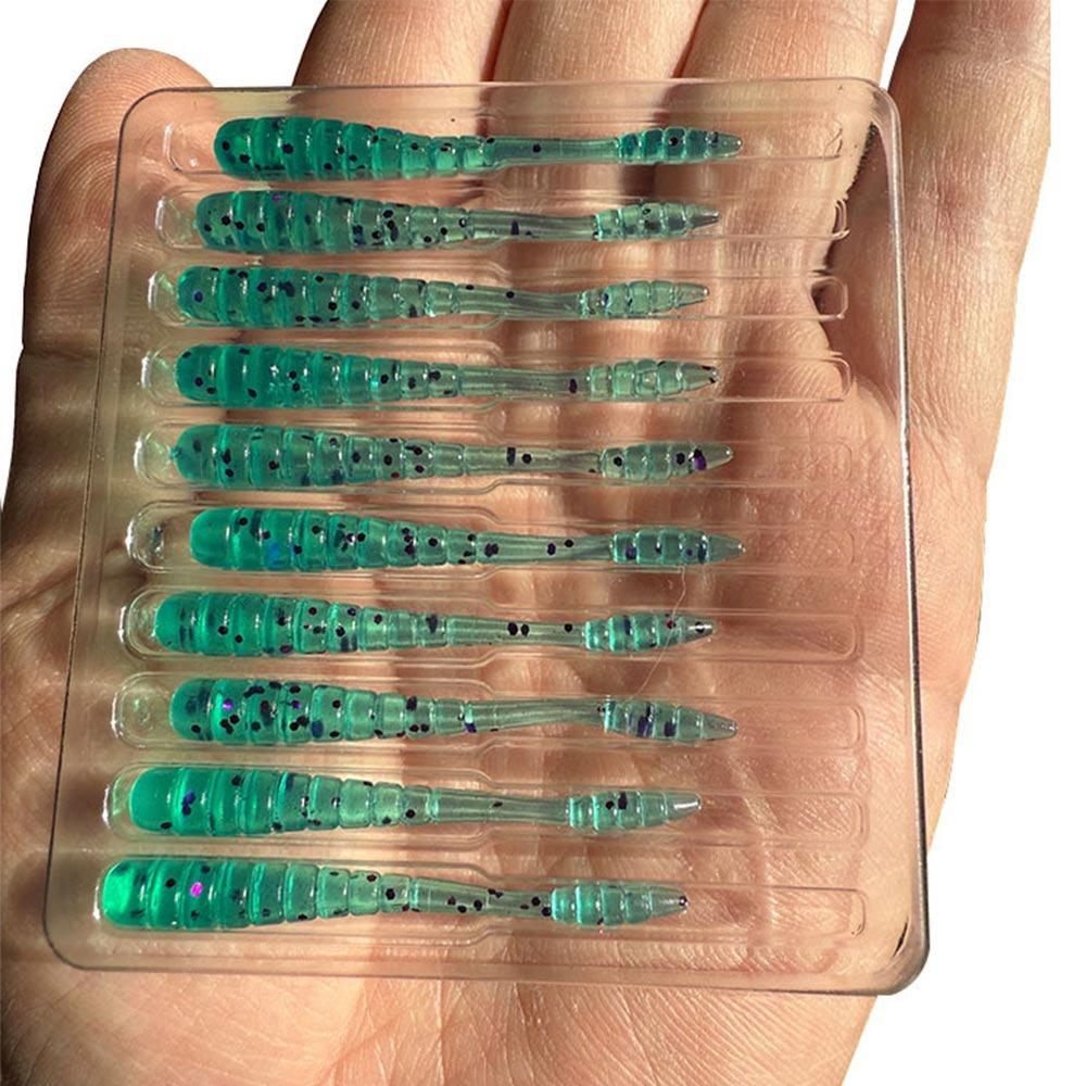 

10PCS Pesca 48mm 0.5g Worm Bait Micro Mini Soft Bait Smell Artificial Bait Stream River Sea зелёный