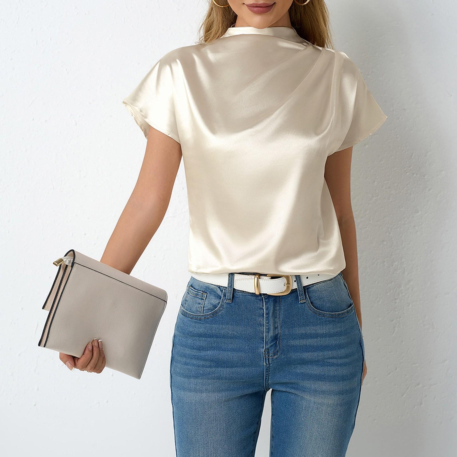 

Женская повседневная рубашка с короткими рукавами и R-образным вырезом на пуговицах XXL белый