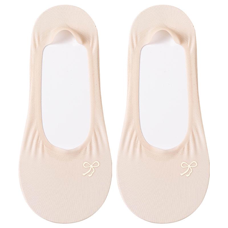 Women's Non-Slip Ice Silk No-Show Socks - Thin, Low-Cut, High-Heel Cotton Blend