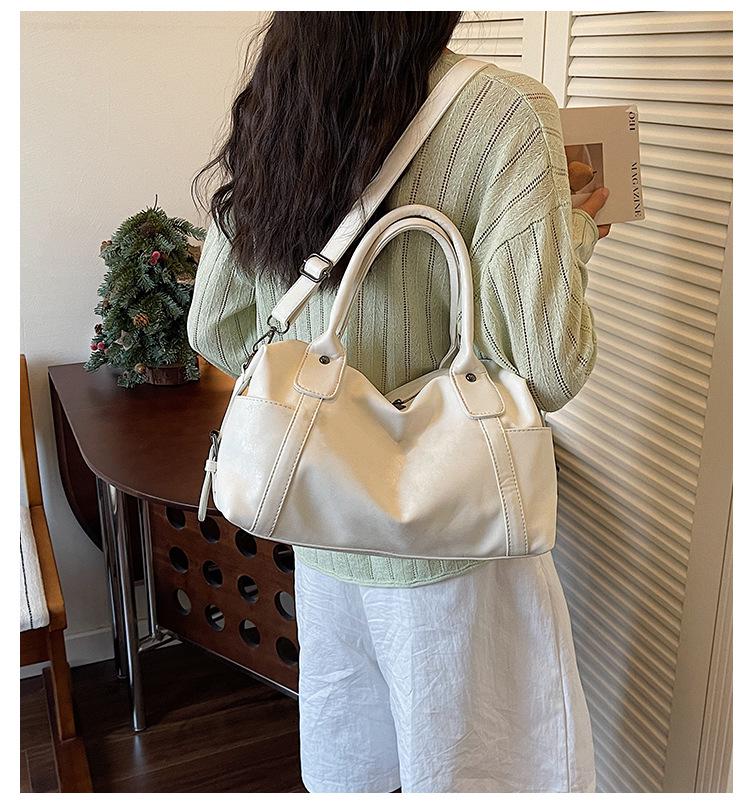 Women's Luxury Soft Leather Boston Bag - Large Capacity, High Texture, Versatile Handheld & Crossbody for Commuting
