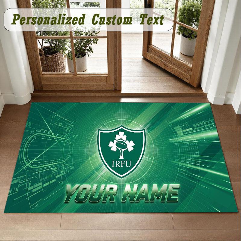 Crystal Velvet Square Rug Custom NameIreland Rugby Pattern Non Slip Home Floor Decor Rug