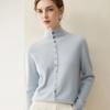 Women's Pure Cashmere Single-Breasted Sweater - Winter 2026, Solid Color, Gentle Style, Loose Fit, Slimming Design