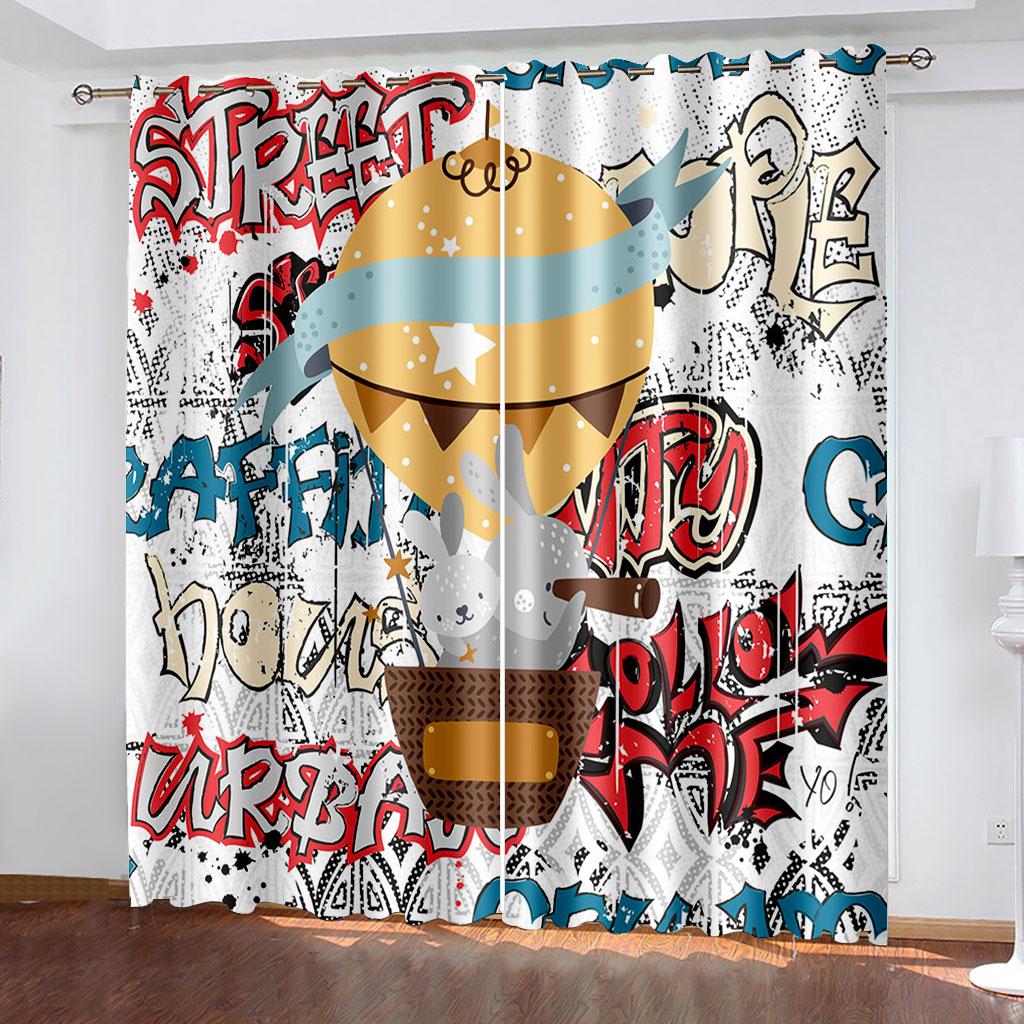 

Городские граффити Плотные шторы Уличное искусство Детские шторы для спальни Шторы для гостиной Декор Cortinas Para La Sala W132cm x H160cm&Grommet