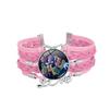 1Pc Demon Hunters KPOP Cartoon Time Gem Bracelet, Leather Braided Blue Multi Layer
