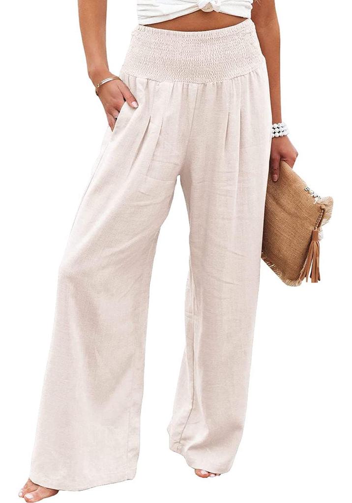 2026 Spring/Summer Women's Casual Loose Cotton Ruched Distressed Mid-rise Pants