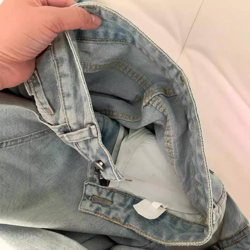 Autumn High Waist Light Straight Jeans for Women - Plus Size, Slim Loose Fit, Wide Leg with Hot Diamond Design