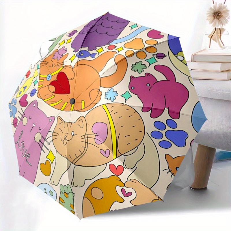 1pc Cat-themed Automatic Opening/closing Umbrella with Auto Open/Close, Windproof, Foldable Sunshade, Perfect Gift for Friends, Durable Plas