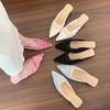 Fashion Flower Women Slippers Fashion Pointed Toe Heeled Sandals Lace Mules Shoes Slingback Elegant Summer Dress 2025 New Mujer Zapatos