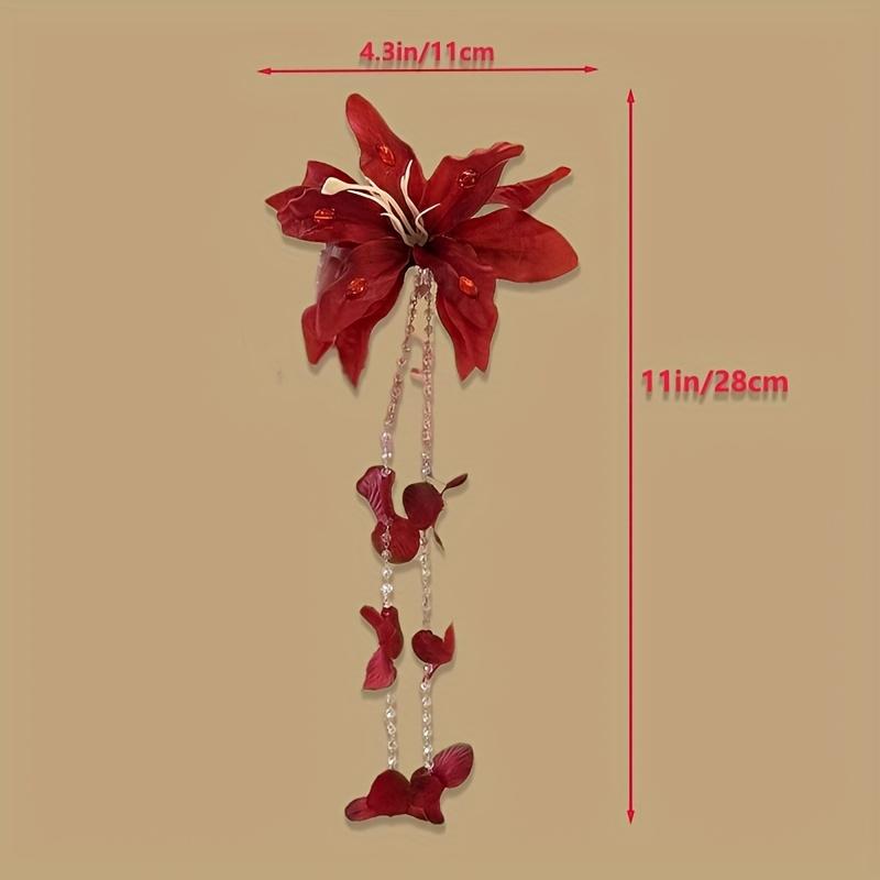 Hawaiian-Inspired 1pc Long Tassel Artificial Flower Hair Clip Bridal Wedding Hair Accessories Beach Parties,Daily Wear