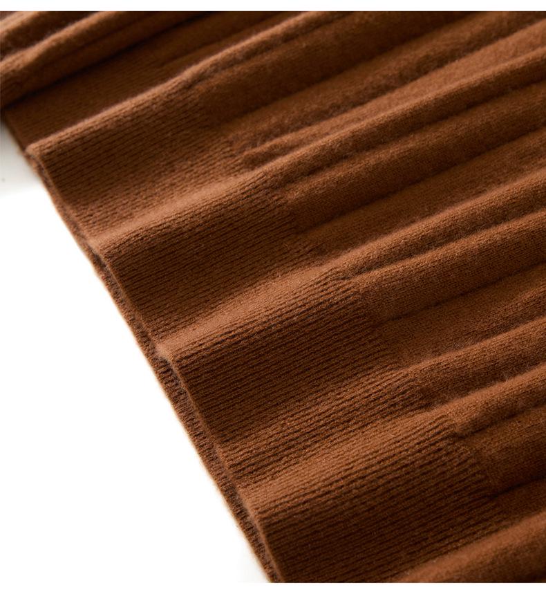 Women's Pure Cashmere Ribbed Knit Pullover - Autumn/Winter Round Neck Base Layer