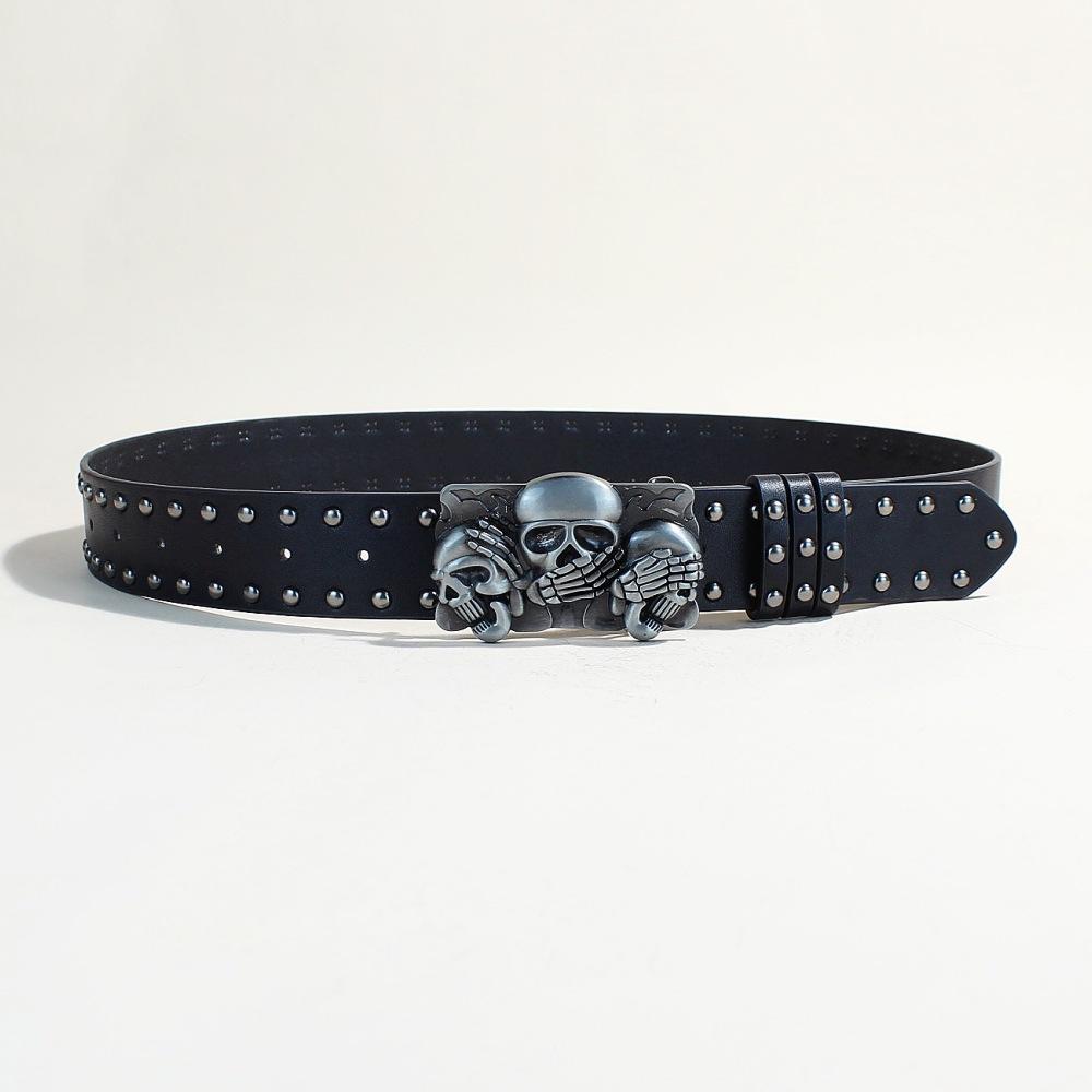 Gürtel Herren Schädelgürtel Punk Snap Hosen Gürtel Damen