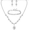 Bridal Party Jewelry Set With Zircon Water Drop Necklace Earrings And Bracelet For Weddings