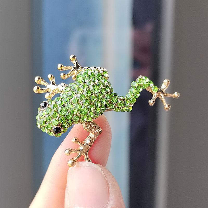 Fashion Lovely Rhinestone Frog Brooches Women Men Unisex Animal Party Casual Brooch Pins Jewelry Gifts