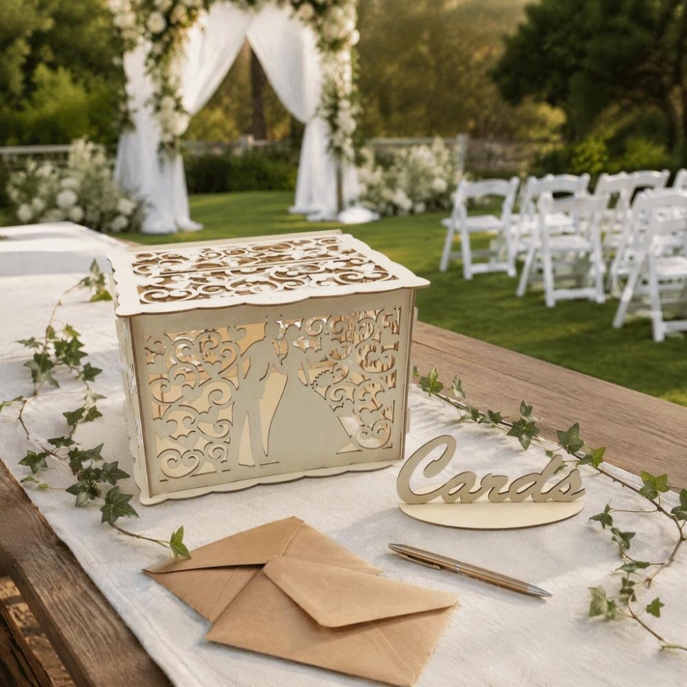 22.5x15x15cm Wooden Wedding Card Box With Lock Wooden Invitation Card Box Birthday Party