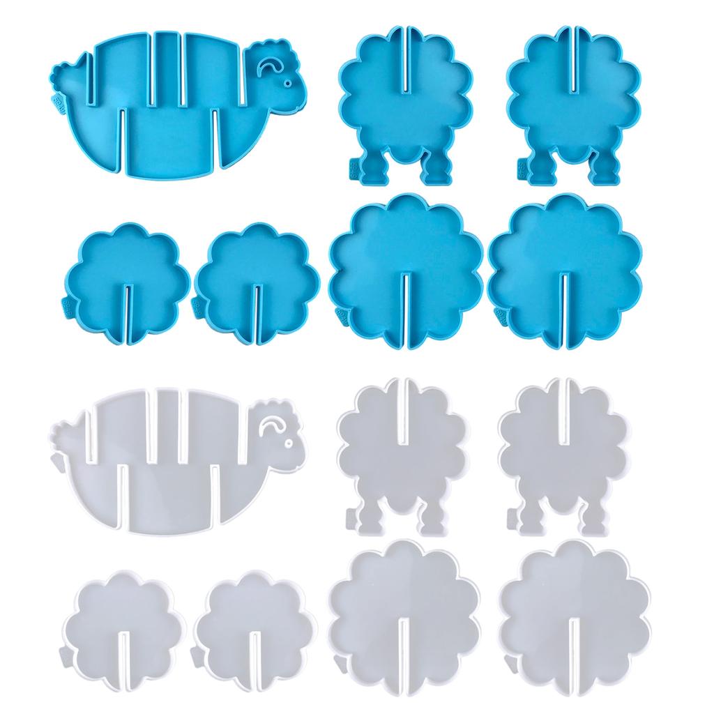 1 Set Animal Sheep Coaster with Storage Rack UV Crystal Epoxy Mold Cup Mat Pad Resin Silicone Mould DIY Crafts Mold