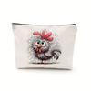Cute Cartoon Animal Design Cosmetic Pouch,Zippered Makeup Bag, Casual Large Capacity Travel Toiletry Organizer Bags