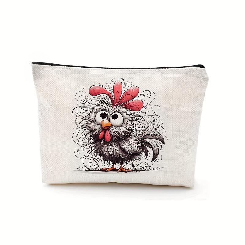 Cute Cartoon Animal Design Cosmetic Pouch,Zippered Makeup Bag, Casual Large Capacity Travel Toiletry Organizer Bags