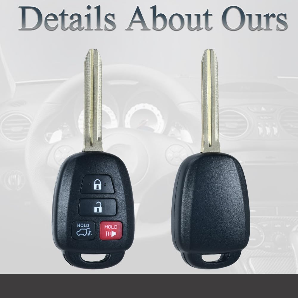 Key Fob Keyless Entry Fits for Toyota RAV4 Highlander Sequoia 2013 2014 2015 2016 2017 2018 Remote Control Key Replacement 4 Button GQ4-52T