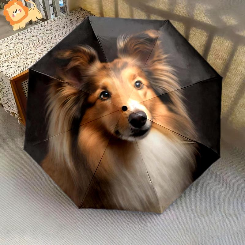 1PC Cute Dog Pet Puppy Umbrella Portable Folding Umbrella Iron Frame Hole Bone Structure Outdoor Home Umbrella A11