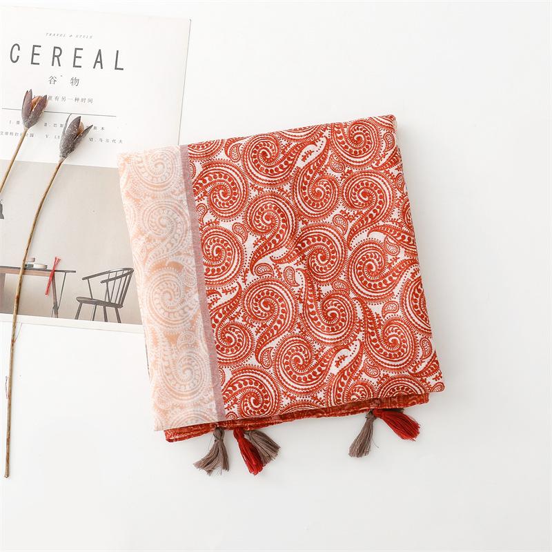 88*180cm Women Viscose Scarf Summer Beach Shawl Bohemia Cotton Linen Feeling Tassel Pashmina Muslim Hijab Wrap Luxury