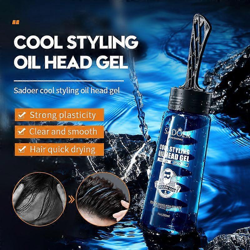 Gel para Peinar el Cabello, Gel Cera 2 en 1 con Peine, Gel de Aseo para Hombres, Hidratante Larga Duración Rápido Acabado Mojado y Brillante Todo el Día, 28