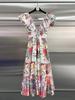 Women's Australian Beach Resort V-Neck Ruffle Sleeveless Printed Backless Dress - Spring 2026