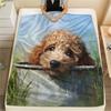 Poodle and Grass,pattern Flannel Blanket, High quality Comfortable for All Seasons, Home Decor, Warmth and Comfort, Perfect for Gifts.
