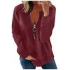 Women Summer Casual Sexy V-neck Printed Zipper LongSleeves Tops