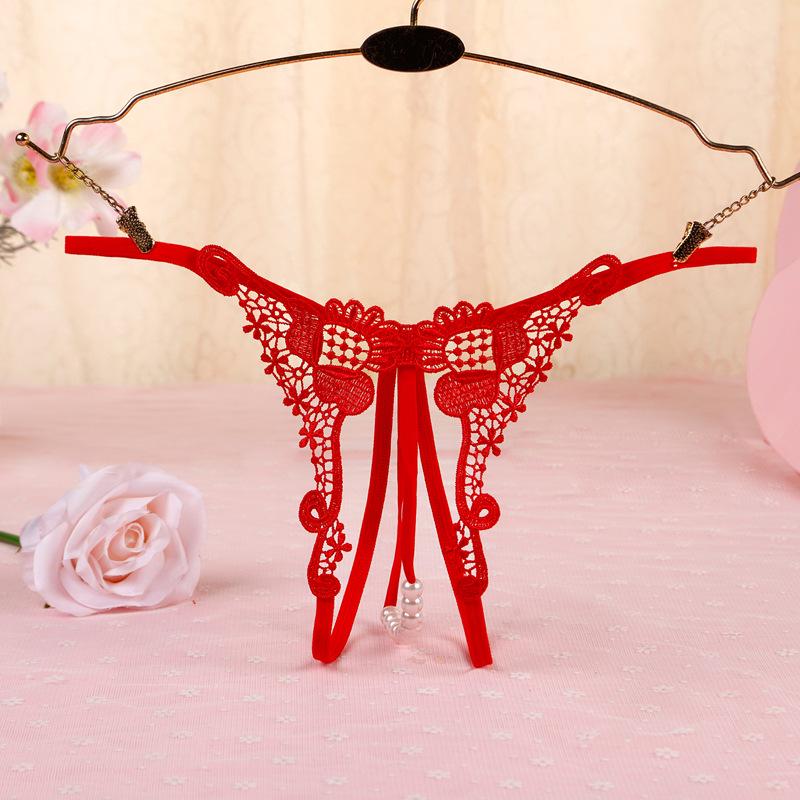 Sexy Water-Soluble Butterfly Bead Open Crotch Thong 3346