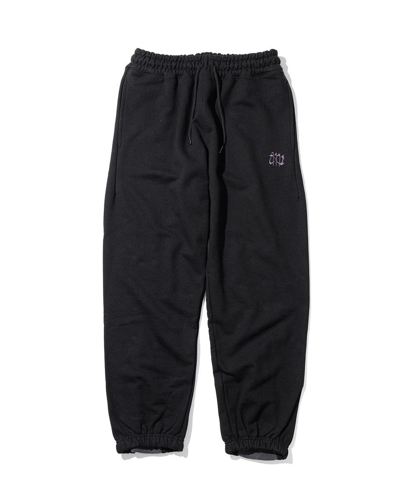 MASSNOUN Grating Emblem Back Slit Zipper Training Pants Mfttp005-Bk