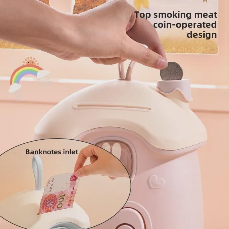 Dětská kreslená houbová chaloupka pokladnička - Zajíčková kasička na mince dárek (DIY Klíčová pokladnička)