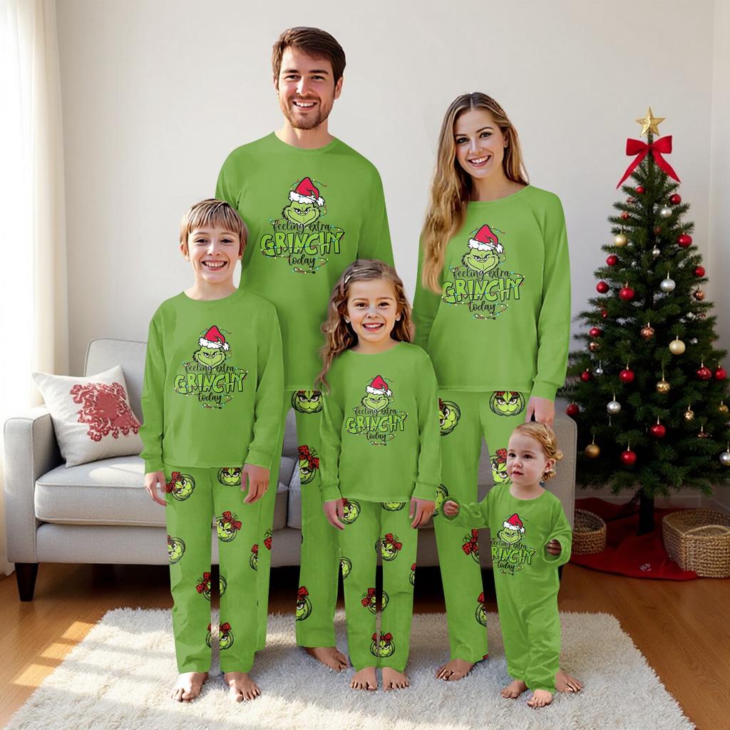 Christmas Prints Family Matching Long Sleeve Tops+Pants Set Family Matching Sets
