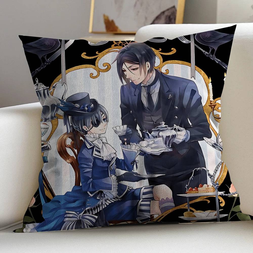 B-Black B-Butler Japanese Anime Cushion Cover Polyester Sofa Cushions Decorative Throw Pillows Home Decoration Pillowcover