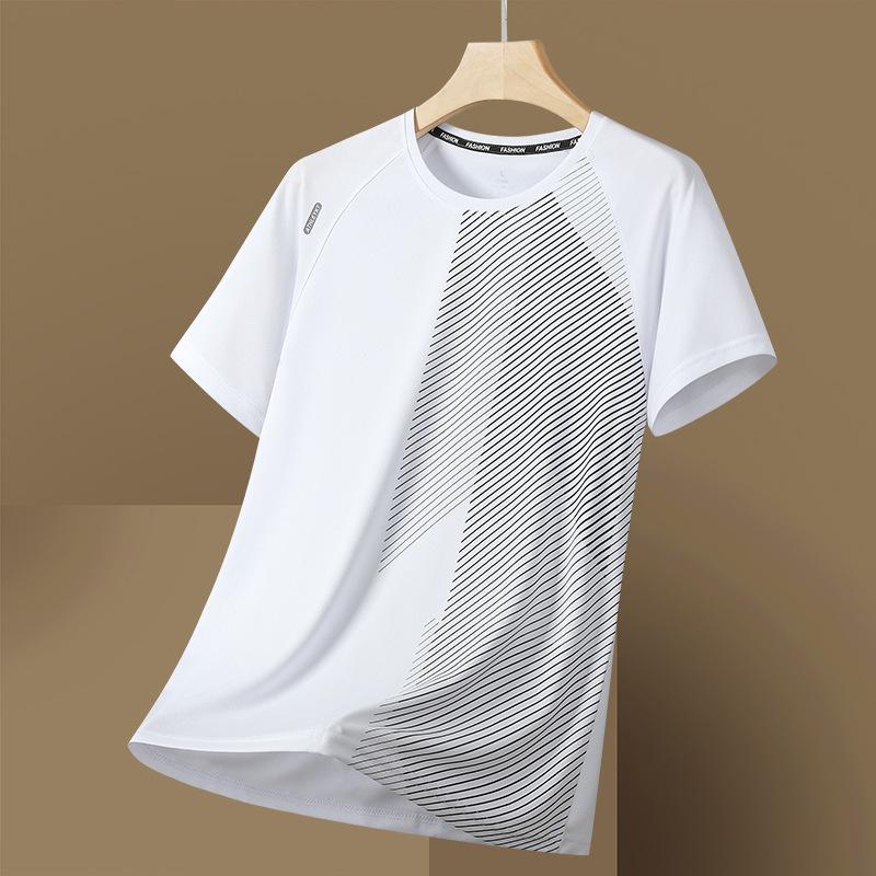 Short-sleeved T-shirt For Men, Loose Sports Top, Versatile Thin Half-sleeve Quick-drying Ice Silk T-shirt For Men