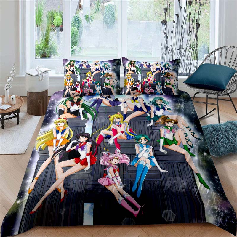Anime/cartoon Style Tsukino Usagi Three-piece Luxury Bedding Set, Including Large and King Sizes, Perfect As A Holiday Gift.01