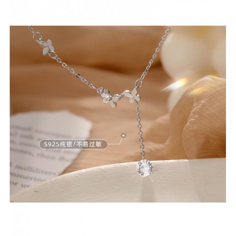 Sterling Butterfly Tassel Anklet With Rhinestone Accents Women Boho Chic Foot Jewelry