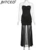 BITCED Fall/Winter Women's Solid-Color Slim-Fit Streetwear Off-the-Shoulder Strapless Dress