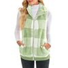 Women's Stand Collar Sleeveless Plaid Fleece Vest Loose Fit Casual Zip Up Gilet Outerwear