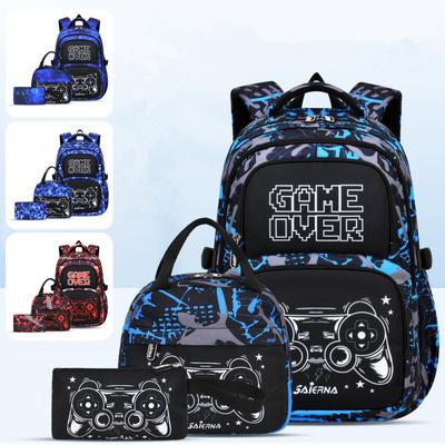 Camouflage Graffiti School Bag for Primary Children 3 In 1 Schoolbag with Lunch Bag Kids Book Bag for Boys Girls Kawaii Backpack