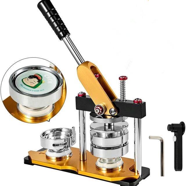 Mașină de insignă rotativă complet metalică de 58 mm cu matrițe - Set de insigne DIY