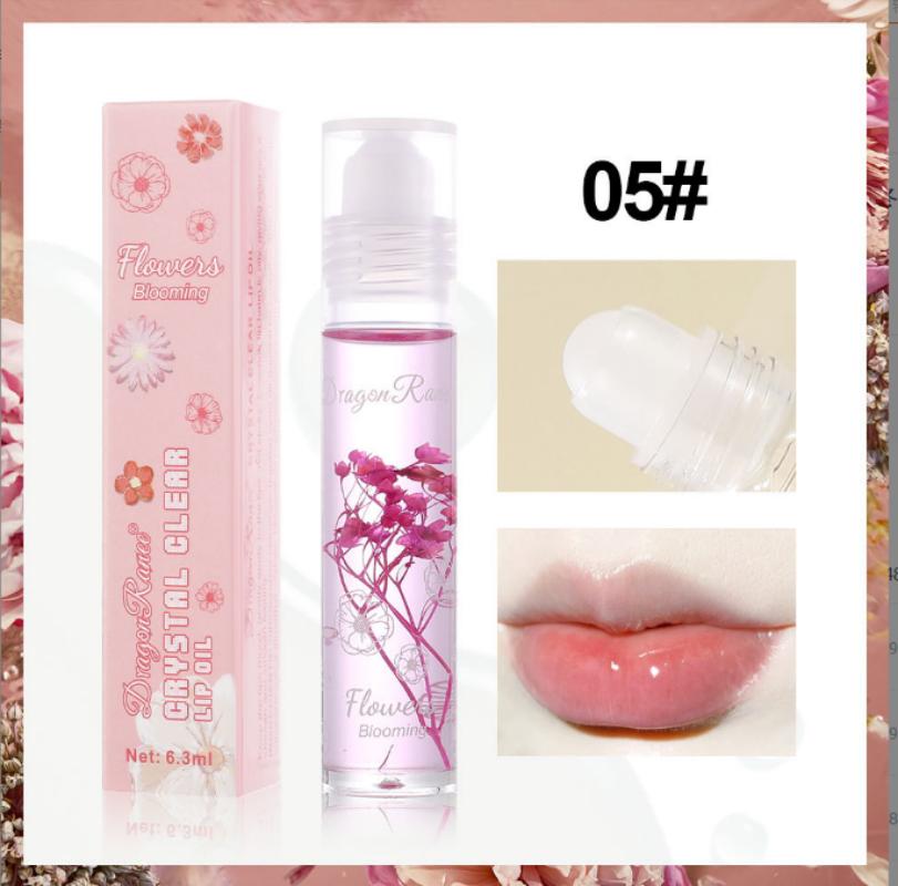 Frauen wasserdichter Lipgloss Blumenlippenstift Farbe ändern Gelee Lippenstift Feuchtigkeitscreme Blumenlippenöl Klares farbloses Lippenöl