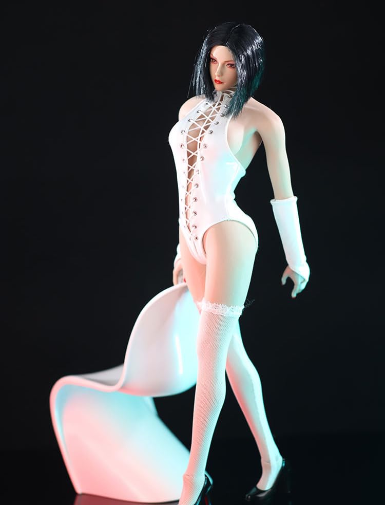

1/6 Scale Sexy Clothing, 1/6 Female High-Folk One-Piece Leather Lingerie, Trendy Doll Top, Sexy Suit (Bodywork, Head, and Shoes Not Included) White