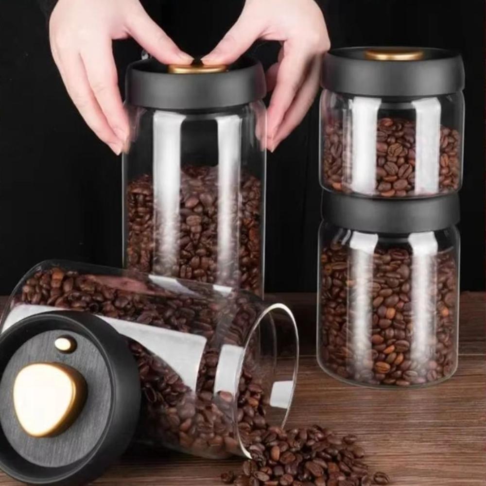 Manual Vacuum Sealed Coffee Bean Tank Glass Air Extraction Airtight Container  Cereals