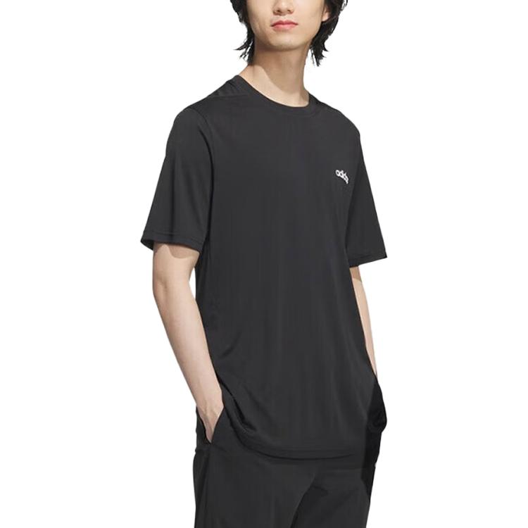Adidas Contrast Chest Logo Crew Neck Basic Sports T-shirt Asia Sizing 'Black' JJ0621