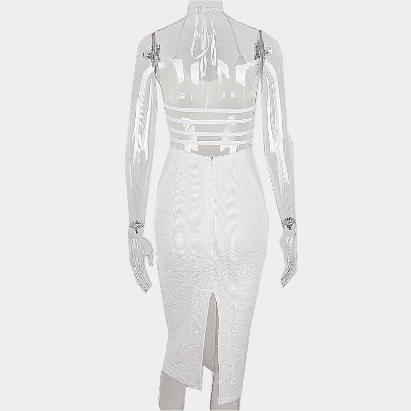 Elegantní Dlouhé Šaty bez Rukávů Y2K Léto Odhalená Záda Slim Hluboký Výstřih Dámské Šaty Módní Jednobarevné Pletené Streetwear Klubové Župan