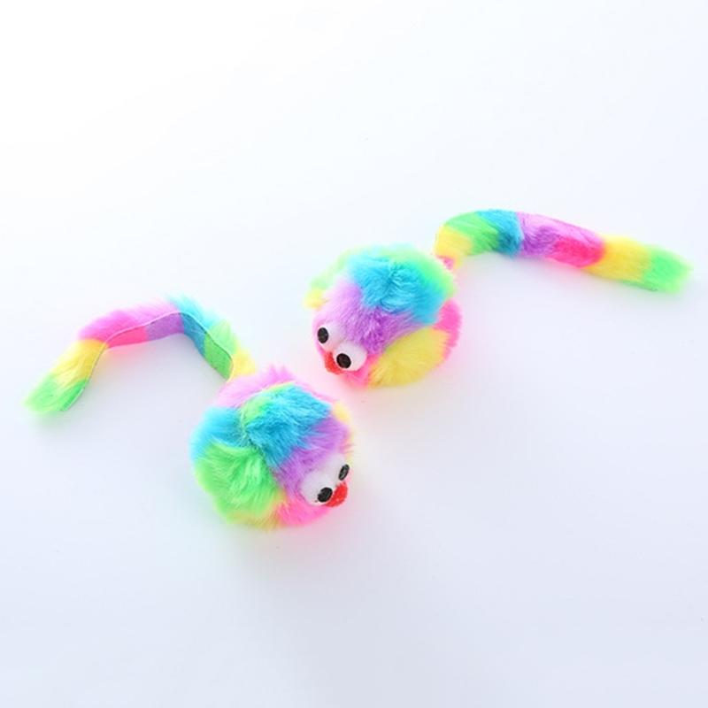 5PCS/Set Cloth Funny Mouse Shape Cat Toy Filled Catmint Cat Toy for Pet Exercise Rainbow Color Cats Running Training Toy